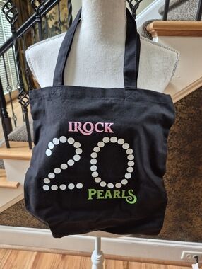 NEW- I ROCK 20 Pearls Black Canvas Tote Bag